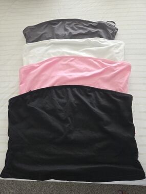 Multi-Pack Tube Tops - Black, Pink, White, Gray
